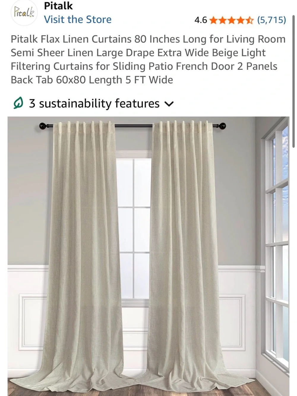 Beige Sheer linen Curtain Panels